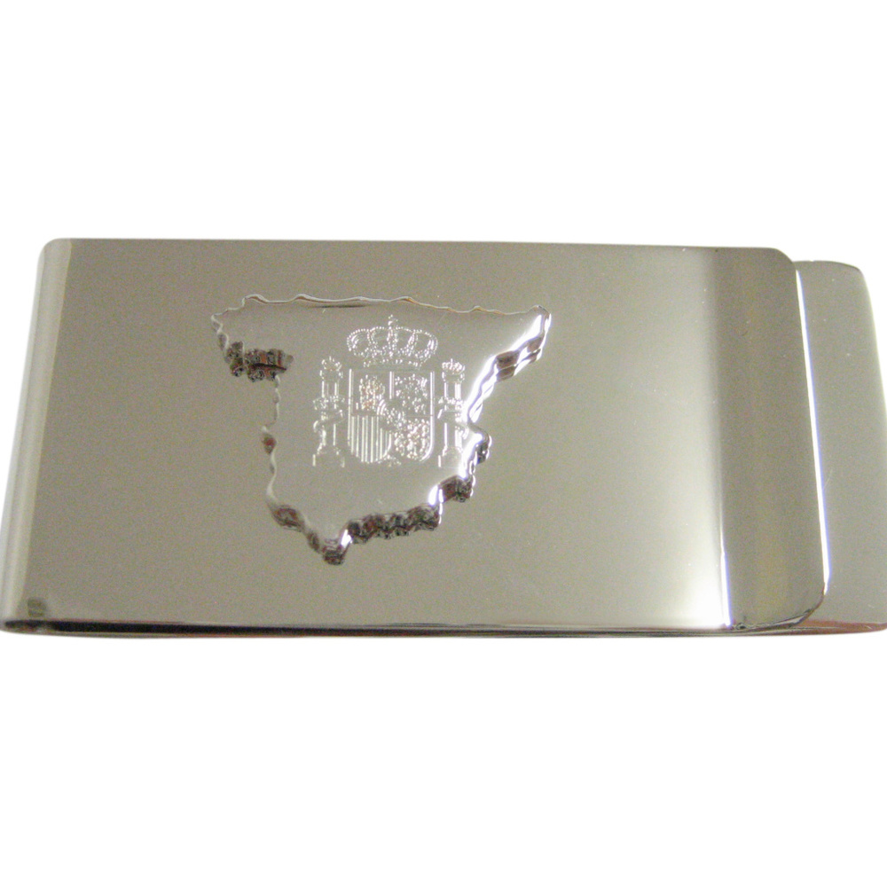 Spain Map Shape and Flag Design Money Clip